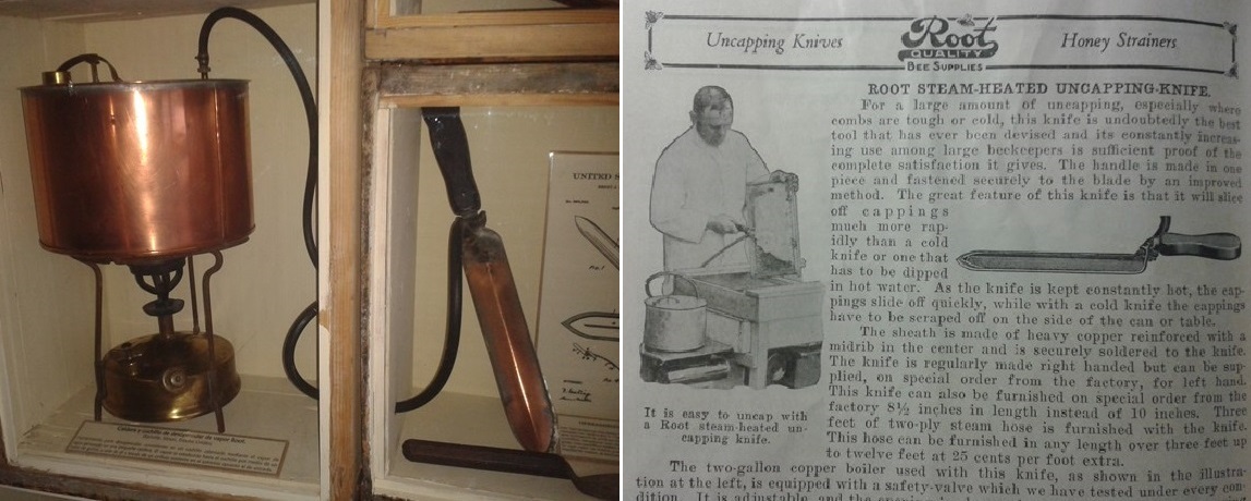 Historia de la apicultura - cuchillo de desopercular a vapor
